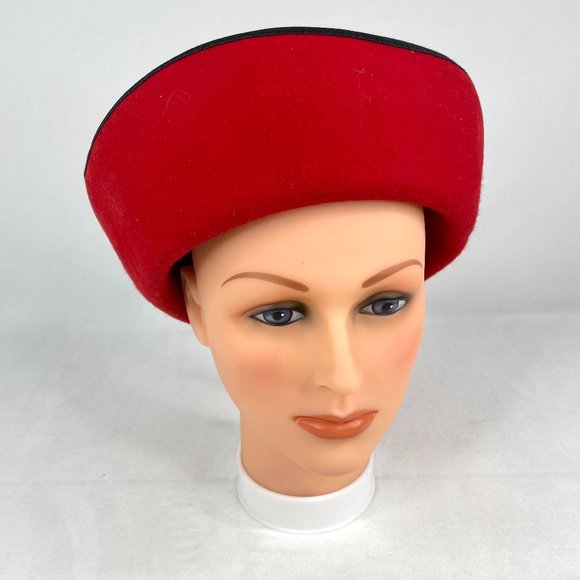 Vintage Accessories - Vintage Red Wool Tassel Hat Made In USA